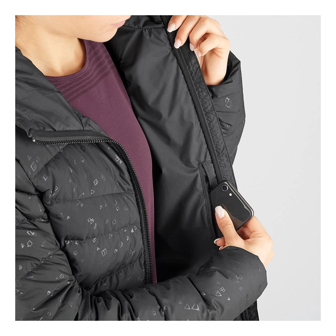 Salomon Transition Down Hoodie Femme Noir – Image 5