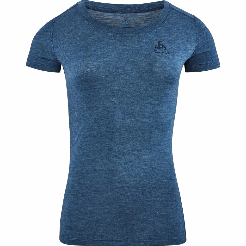 Odlo T-Shirt Manches Courtes Merino 130 Femme Bleu Foncé