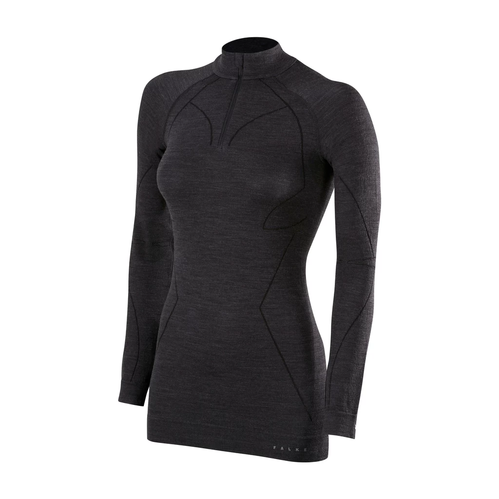Falke Wool-Tech Zip Shirt Femme Noir