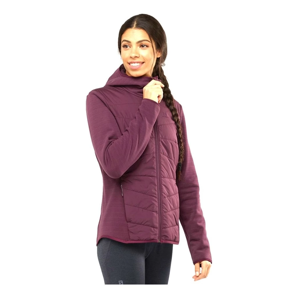Salomon Radiant Hybrid Hoodie Femme Bordeaux – Image 3