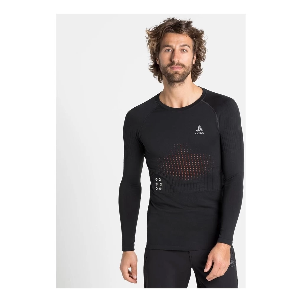 Odlo Shirt Long Sleeve Crew Neck I-Thermic Homme Noir – Image 3
