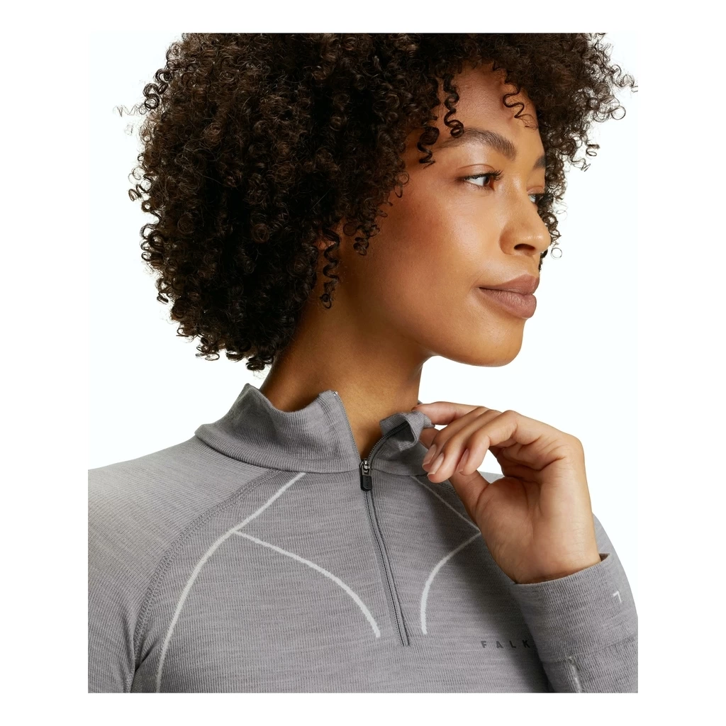 Falke Wool-Tech Zip Shirt Femme Gris Clair â Image 4