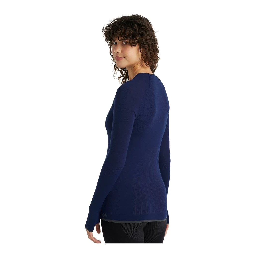 Icebreaker 200 Zone Seamless Long Sleeve Crewe Femme Bleu Foncé – Image 3