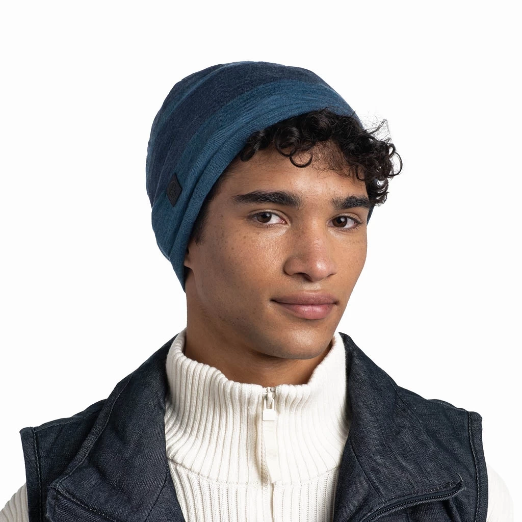 Buff Merino Move Beanie Bleu Denim – Image 3